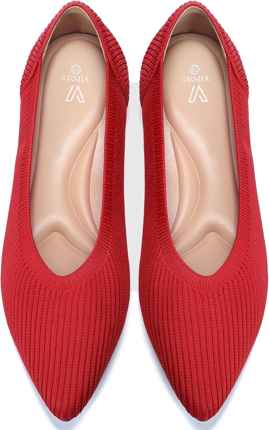 Vipost Knit Ballet Flats for Women Pointed Toe Comfortable Foldable Flat Shoes for Work, Travel, Wedding Breathable Slip On Dressy Flats