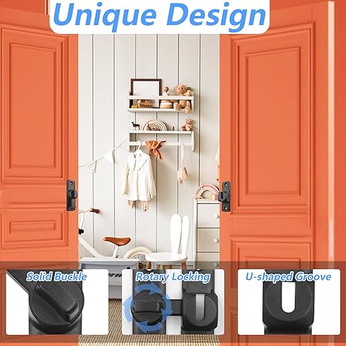 Miniatura 7 de Cerradura de puerta de granero, cerradura de cadena de puerta, cerradura de puerta de tormenta, cerraduras de puerta abatible de 90 o 180 grados,