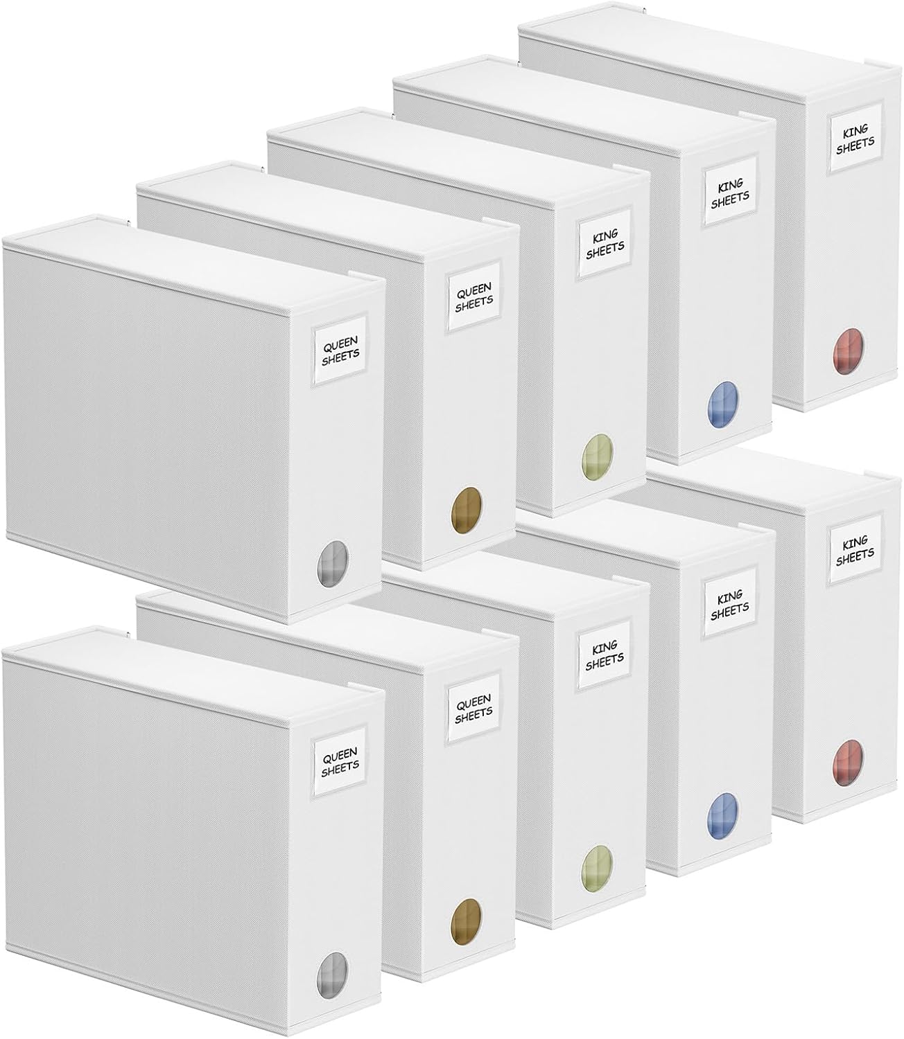 SpaceAid 4 Pack Bed Sheet Organizers and Storage, Foldable Sheet Organizer for Linen Closet, Sheets Set Folder Keeper with Window XL (Queen & King Size) Organizing Bedding Container, Gray