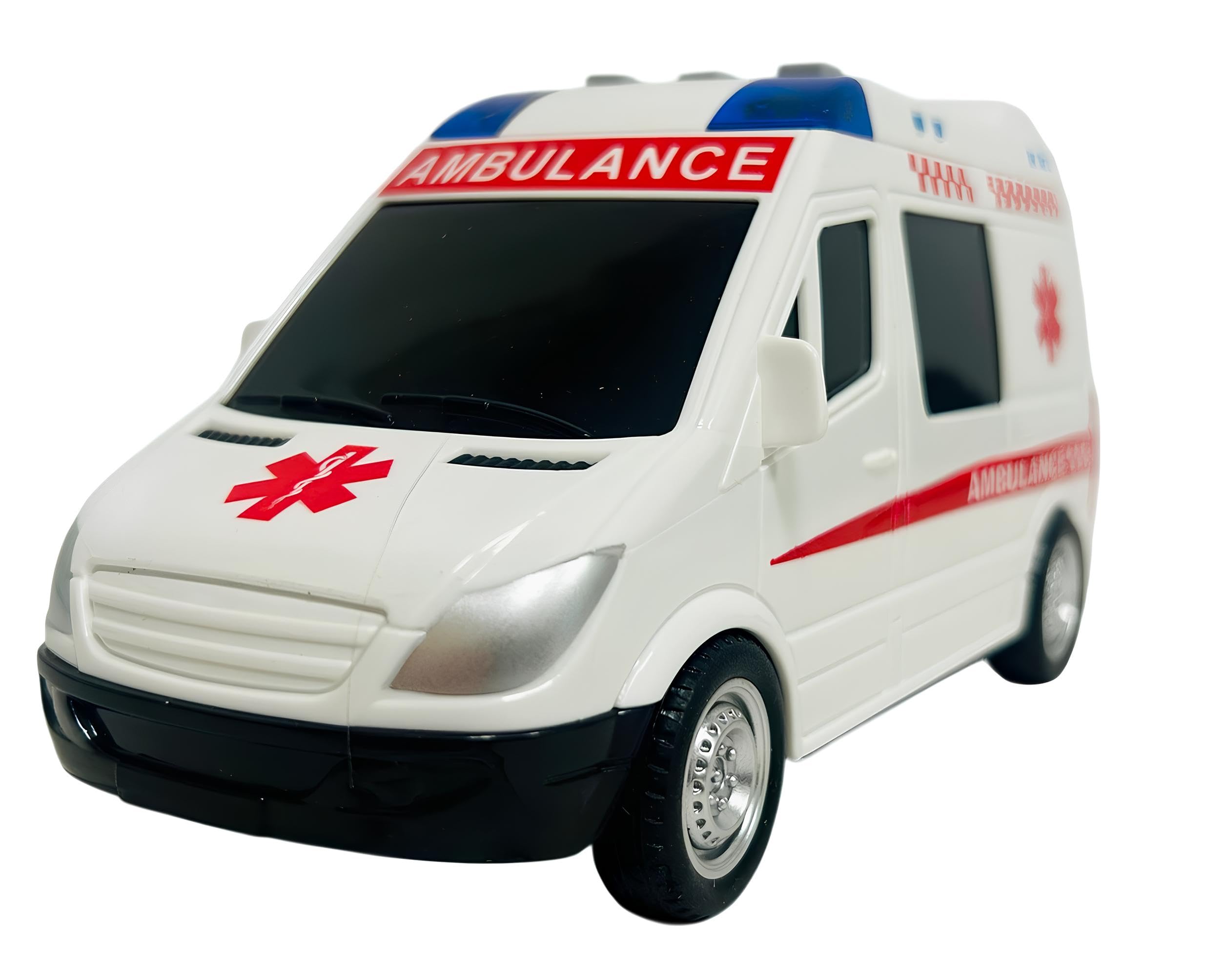 Ambulancia - Juguete con luces y sonidos reales, movimiento de embrague, ambulancia, grande, 18 cm, primeros auxilios con luces y sonidos, ambulancias para niños, con movimiento de embrague, sirenas