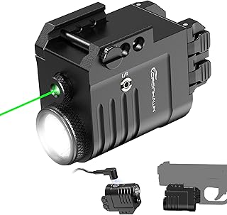 CRONHAWK Pistol Laser Flashlight Combo 650 Lumen Rechargeable Flashlight and Laser Weapon Light Combo Compatible with Picatinny 1913 or GL Rail