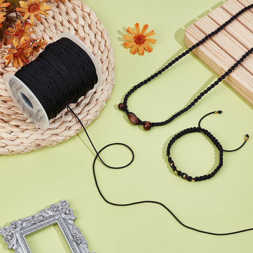PH PandaHall 150 Yards Black Nylon String 1.5mm Jewelry Beading Thread Bracelet String Wind Chime Cord Blinds Lift Shade Cord for Jewelry Beading Friendship Bracelet Chinese Knotting Macrame Craft - Image 4