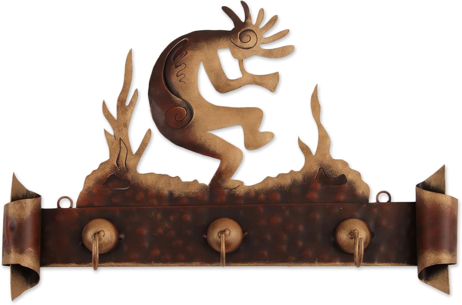 NOVICA Southwest Theme Iron Wall Mounted Coat Hanger, Kokopelli Serenade'