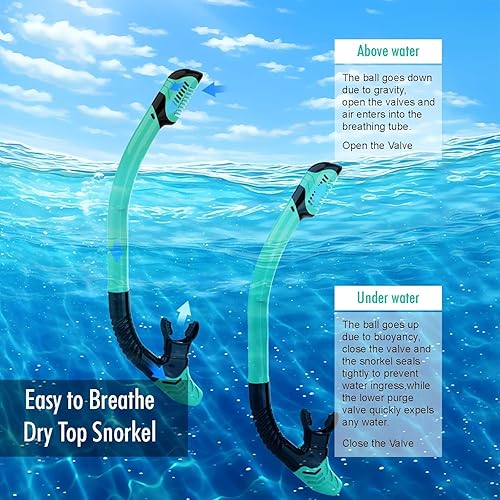 Miniatura 3 de Equipo de esnórquel para adultos, juego de máscara de esnórquel JRing con vidrio templado de 180 grados, gafas antivaho para buceo, esnórquel