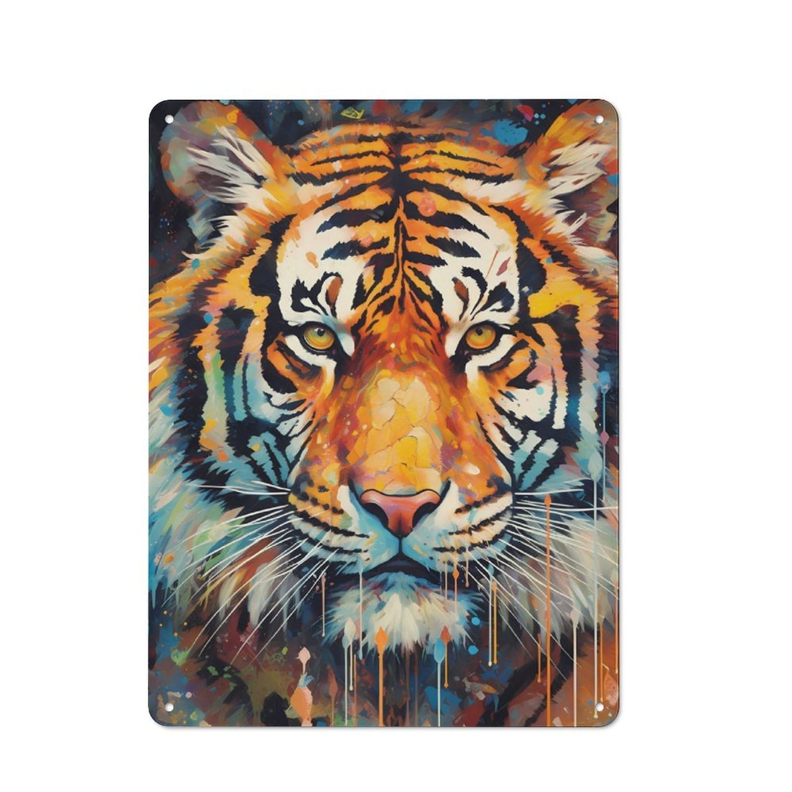 Tiger Artwork Metal Wall Sign 40x30cm, Rustic Decor for Hallway Wall, for Metal Sign Collectors, for Garage And Workshop Walls