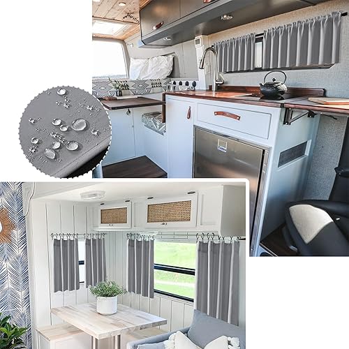 Miniatura 7 de XTMYI Cenefas impermeables de tela opaca de 14 pulgadas para ventanas, paquete de 2, color gris claro