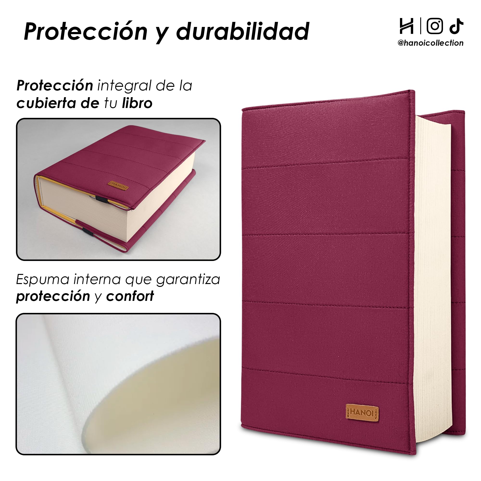 Funda para libros de lectura ajustable acolchada. Funda de libro acolchada grande. Funda libro, Cubierta para libros, Funda para tapa de libros (Buganvilla, Pequeño)