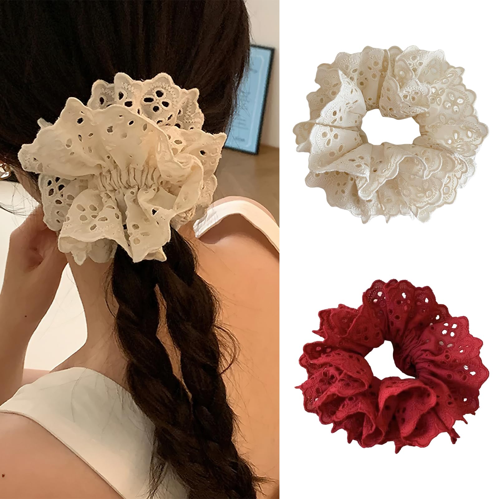 Amazon.com : Generic 2 Pcs Hollow Lace Hair Scrunchies 