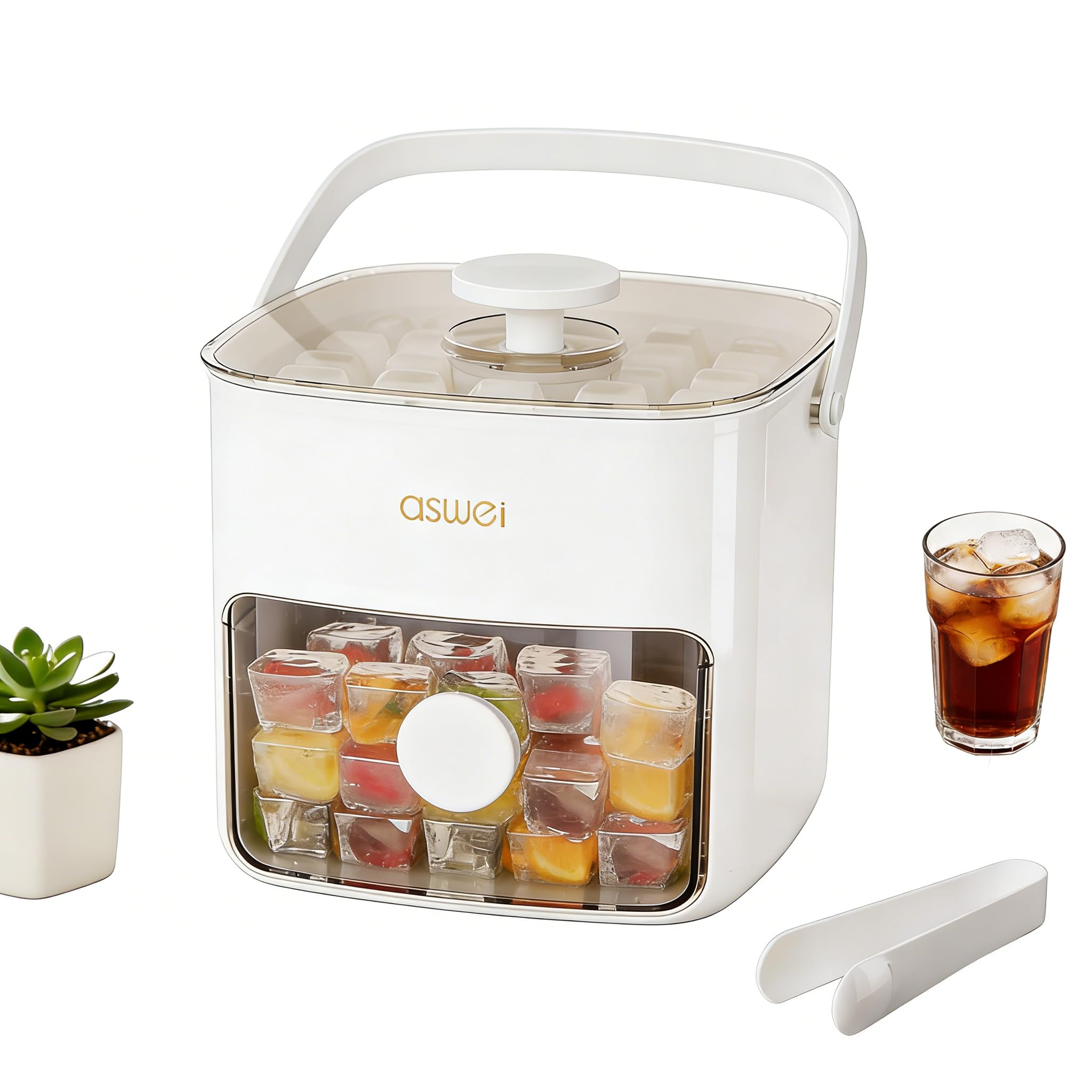 Amazon.com: Ice Cube Tray with Bin and Scoop for Freezer, Ice Cube