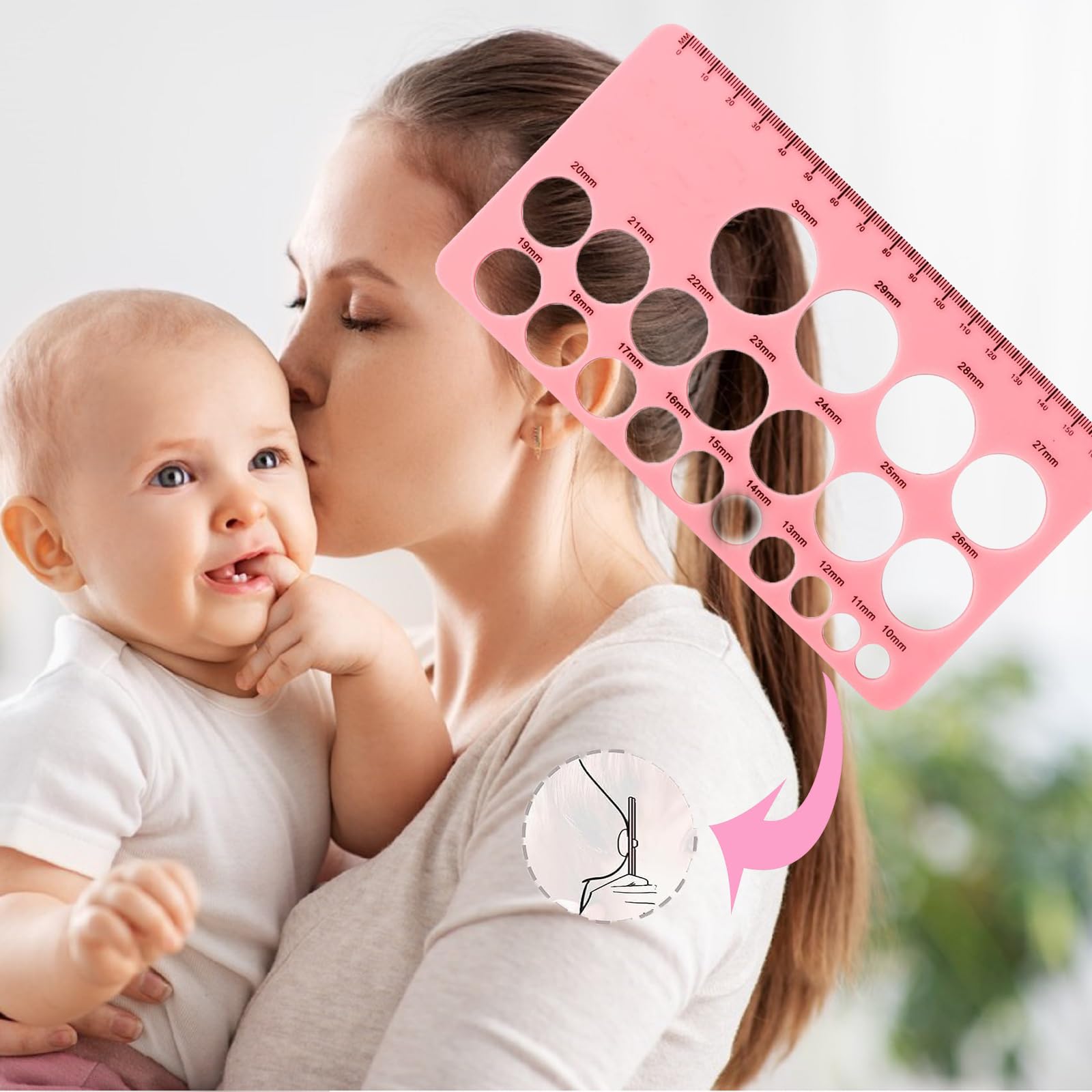 Règle de Mesure de Taille des Mamelons en Silicone avec Ruban à Mesurer 1.5m