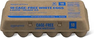 Amazon Grocery, Cage-Free Large White Eggs, Grade AA, 18 Ct (Previously Fresh Brand, Packaging May Vary)