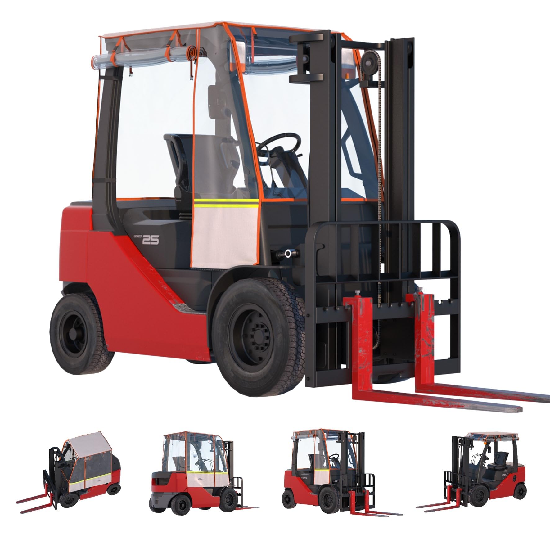 Photo 1 of Santiano Forklift Cover fo Sun Protection - 0.5mm Black Transparent PVC,90% UV Protection ,Waterproof, Forklifts Roof Cover ,| 47"W x 45"L | Fits 6000lb Forklift (Weatherproof, High Visibility Design)