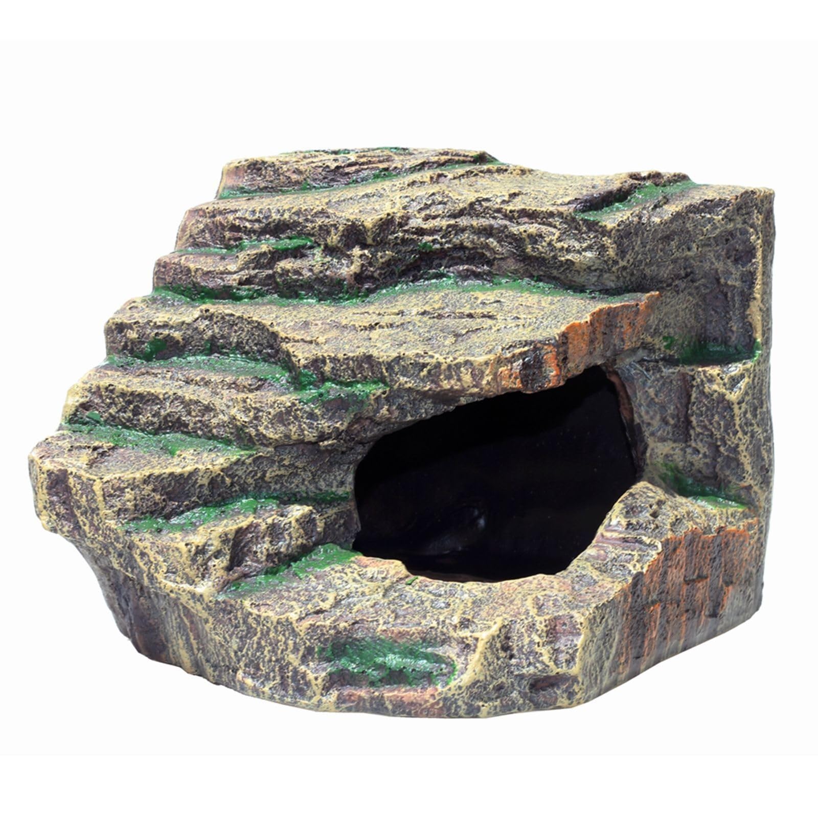 Wyvix 2Pcs Basking Platform, Reptile Cave and Hideout for Tortoise Lizard Snake, Rock Aquarium Habitat for Corner Fish Tank Decor