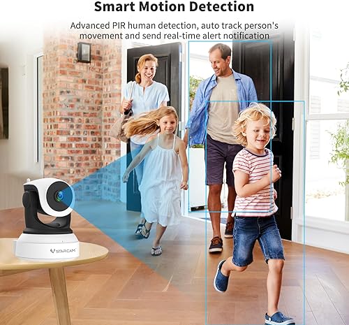 Miniatura 5 de VSTARCAM Cámara interior con batería, 2K con rotación de 360, detección de movimiento humanocon seguimiento automático, audio de 2 vías y voz de