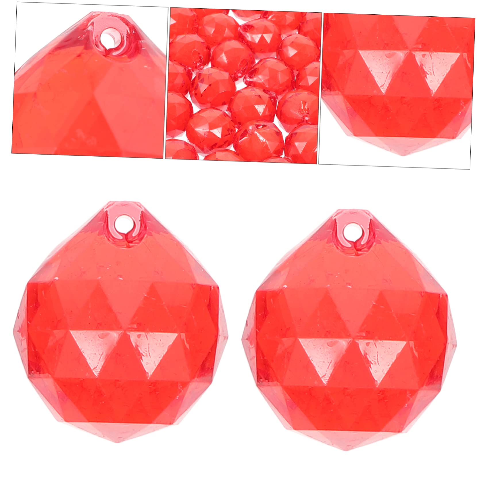 NUOBESTY 2 Sätze roter Kristallanhänger Dekorativ goldene Tischdekorationen klar für weihnachtsbaumdeko tannenbaum dekoration Hochzeitsperlen Anhänger Perlendekor für die Hochzeit Plastik