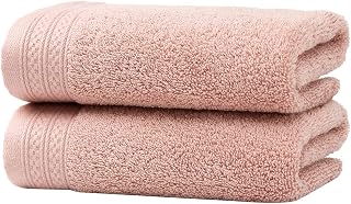 sense gnosis Pink Hand Towels Set of 2 100% Terry Cotton Towel Super Soft Highly Absorbent Face Towel for Bathroom 13" X 29"