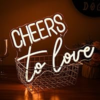 Vista 4 de Letrero de neón regulable con texto en inglés Cheers to Love con luces de neón para decoración de pared, decoración de Navidad, boda, compromiso