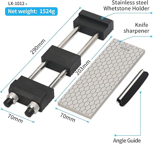 Miniatura 2 de DMD Juego de soporte para afilar diamantes con tornillos de ajuste simple que sostiene la piedra de forma segura con piedras afiladoras de cuchillos