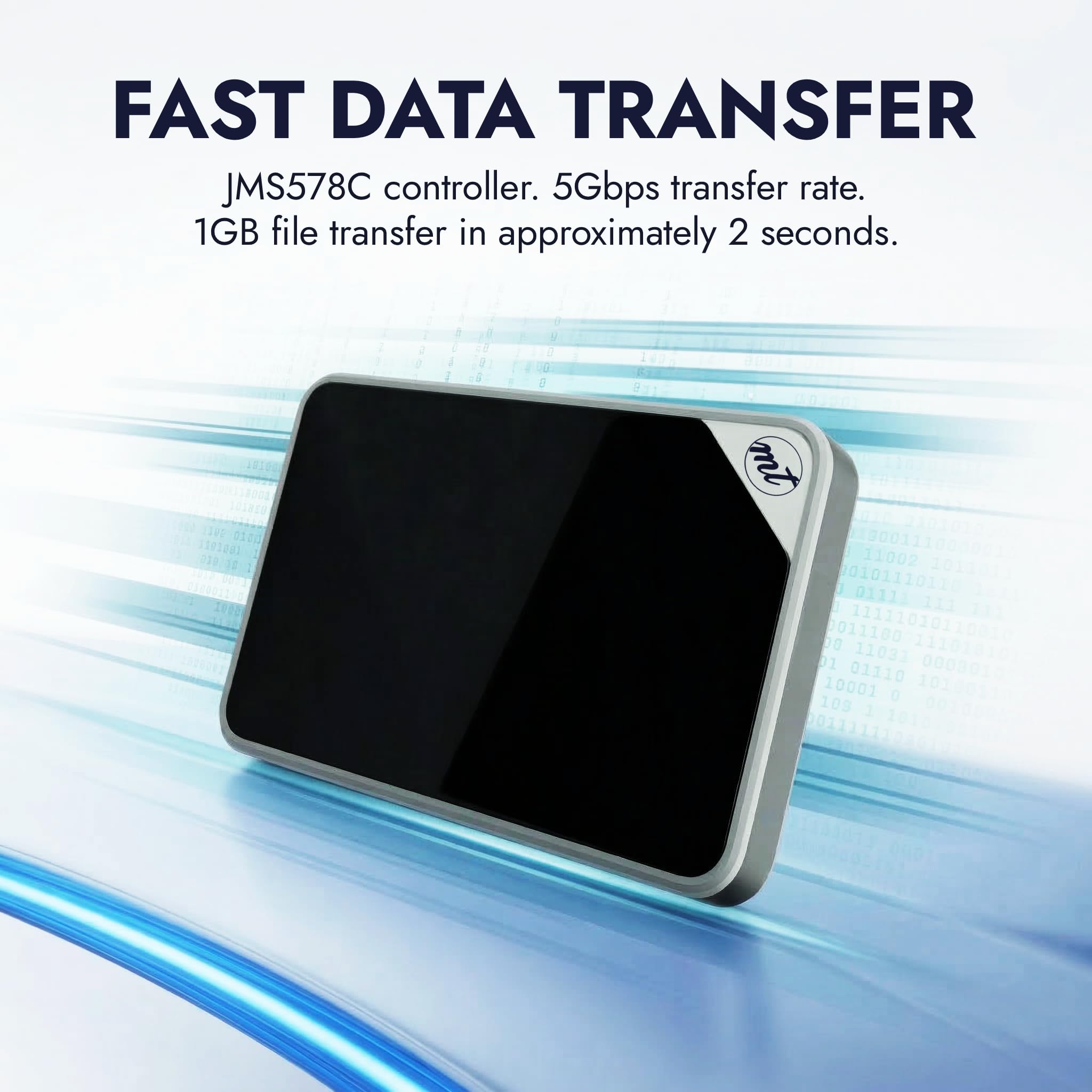 ModusTech Disco rigido esterno portatile in acrilico da 500 GB, USB-C/USB 3.1, con finitura a specchio, UASP, compatibile con PC, Mac, laptop, PS4, Xbox, iPhone, Smart TV (nero)