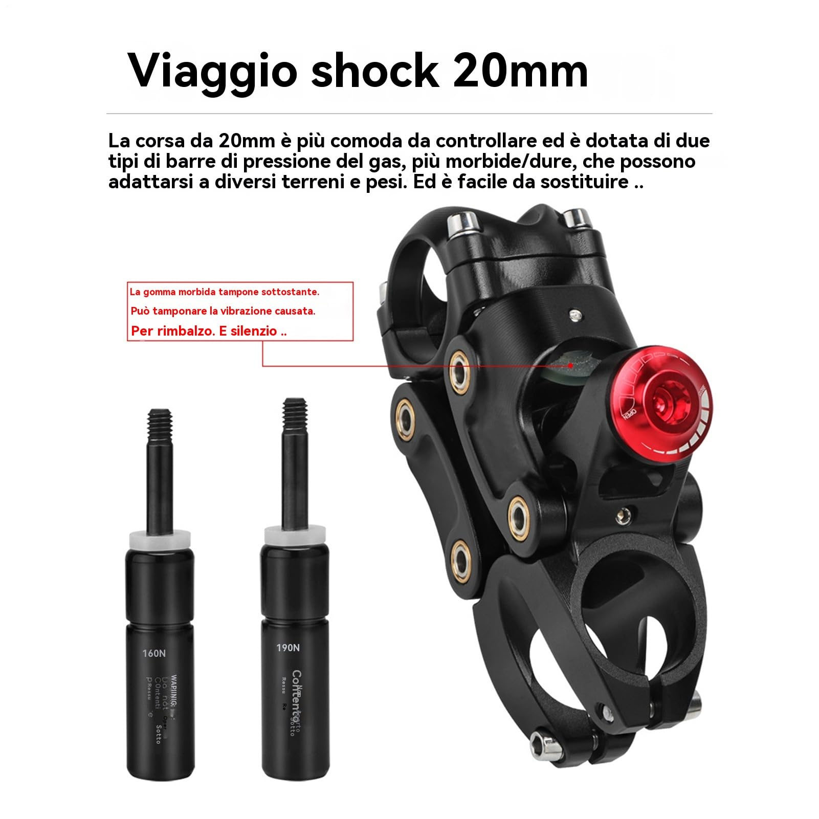 Riser manubrio bici – Attacco manubrio con sospensione a molla, connettore di precisione per e bici da corsa | Barra di supporto stabile e confortevole per avventure su trail, pendolarismo