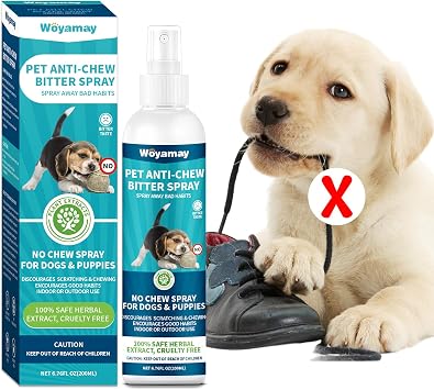 Woyamay No Chew Spray for Dogs 200ML, Bitter Apple Spray for Dogs Stop Chewing Licking of Furniture, Shoes, Bandages, Dog Training & Behavior Aids Spray, Indoor & Outdoor Use, No Alcohol & Trace