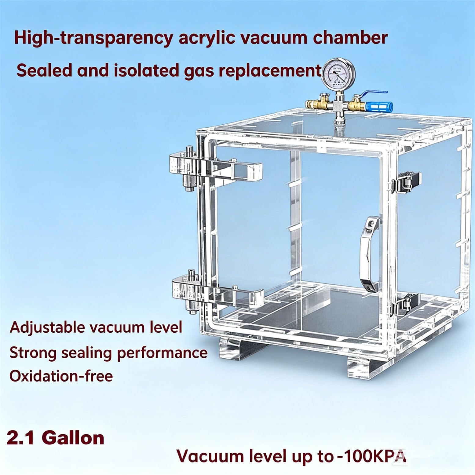 Vakuum-Entgasungskammer aus Acryl, Labor-Handschuhbox aus Acryl mit Manometer, Vakuum-Exsikkatorschrank für Labor und Industrie 30x30x30cm