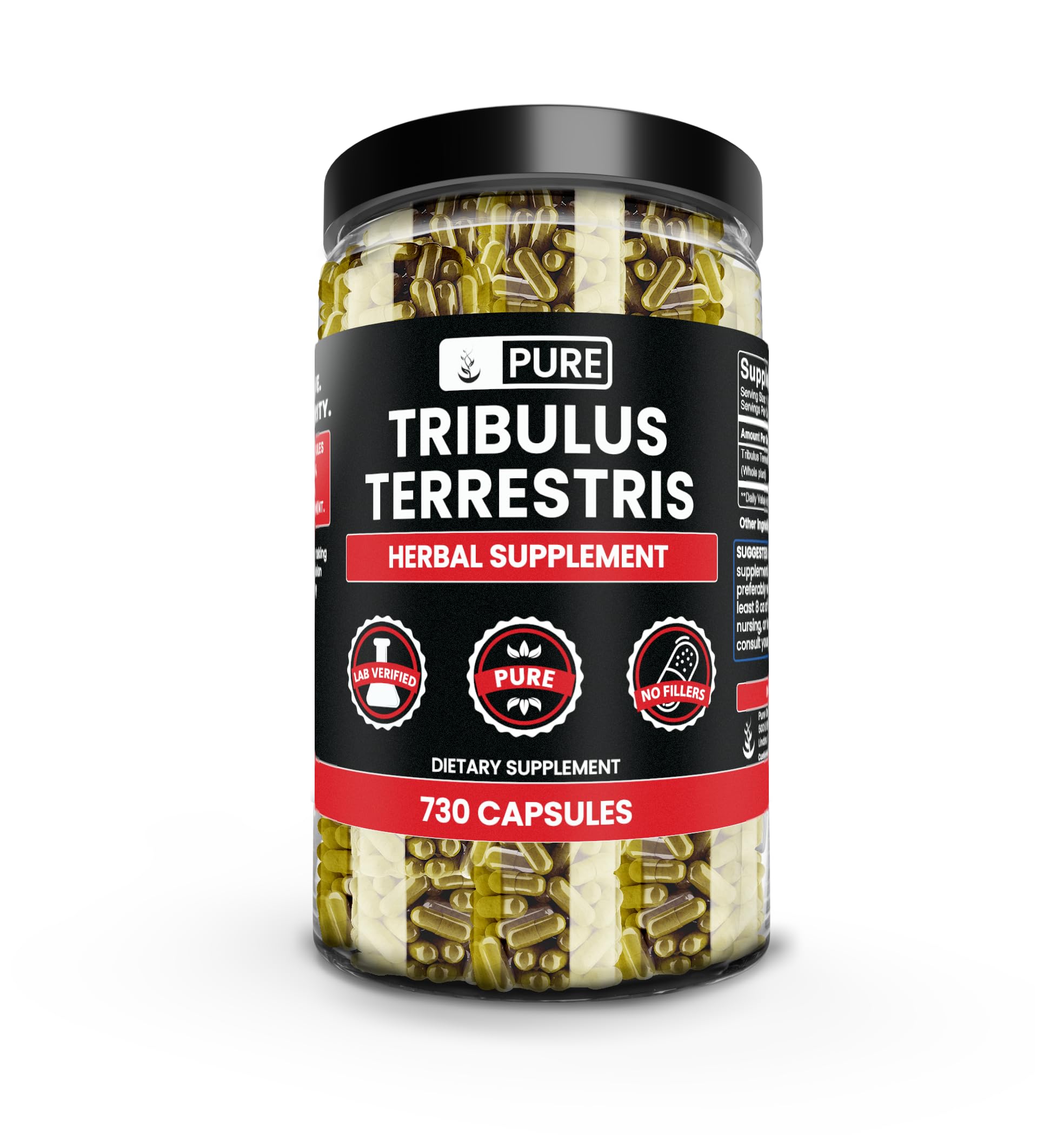 Pure Original Ingredients Tribulus Terrestris, No Magnesium Or Rice Fillers, Always Pure, Lab Verified (730 Capsules)