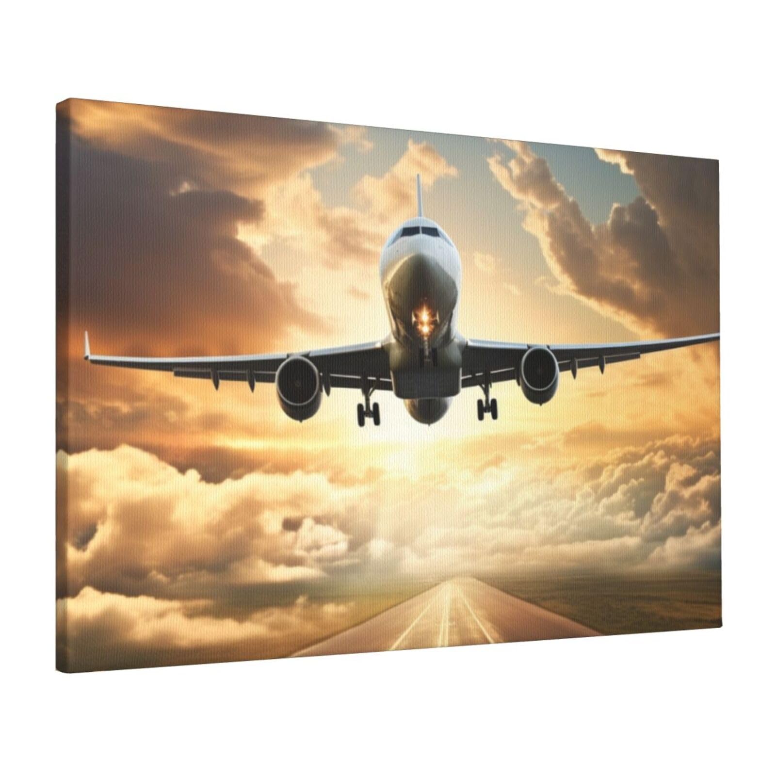 FodPand Canvas Wall Art for Living Room Wall Decor 16"x24" Modern Artwork Painting Pictures Hanging Canvas Prints Airplane Aesthetic Wall Art for Bedroom Bathroom Office Wallart Decor