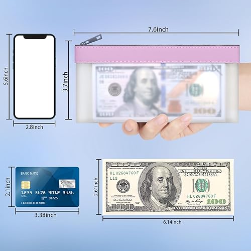 Vista 53 de 4 bolsas de dinero con cremallera, sobres de efectivo, bolsa de dinero de 7.6 x 3.7 pulgadas, bolsas de depósito bancario transparentes, bolsa Blanco
