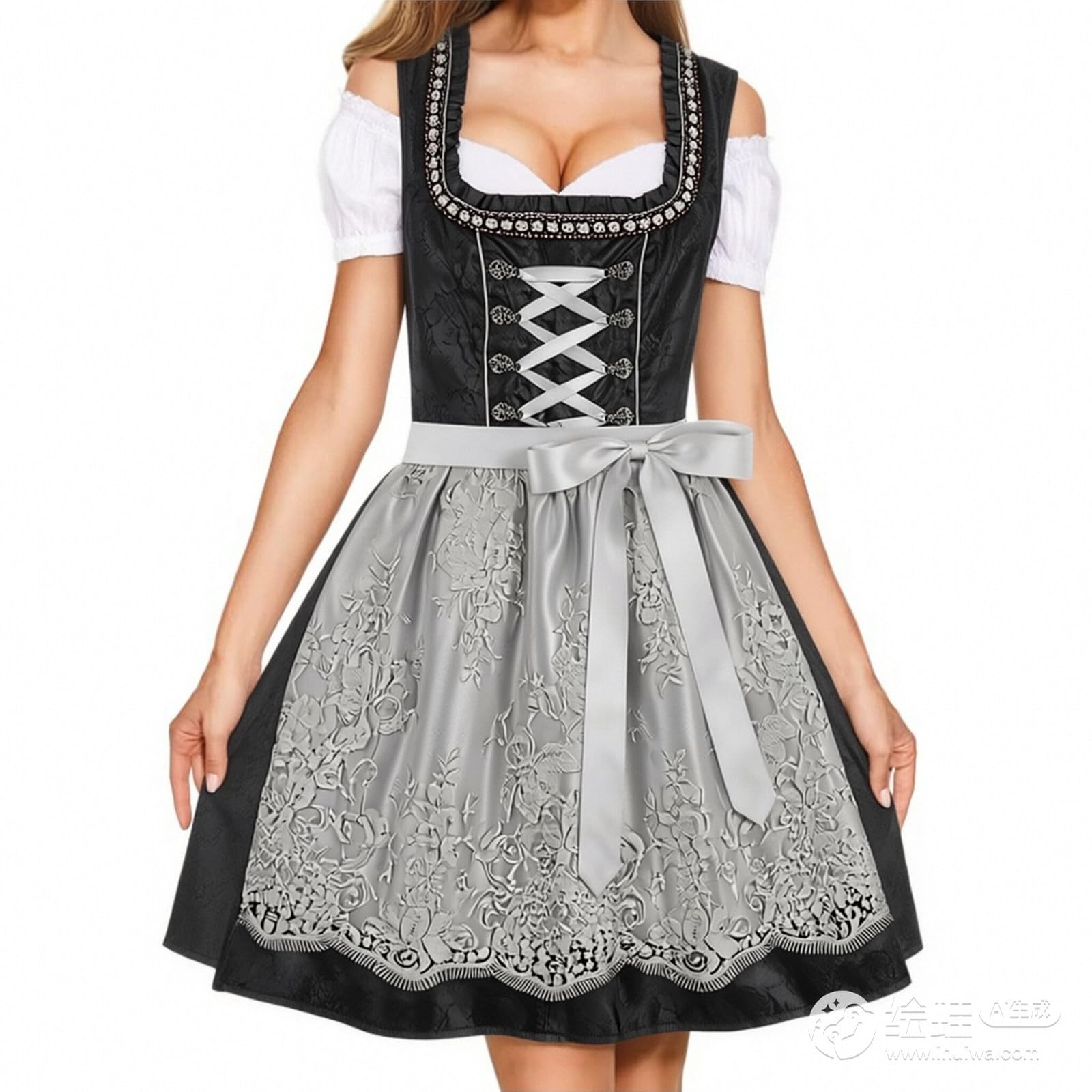 Abito da Cerimonia Donna Vestito Tirolese Donna Dirndl Abito da Festa della Birra Abito in Pizzo per L'Oktoberfest Tradizionale Festa della Birra con Corpetto Trachtencouture Cosplay