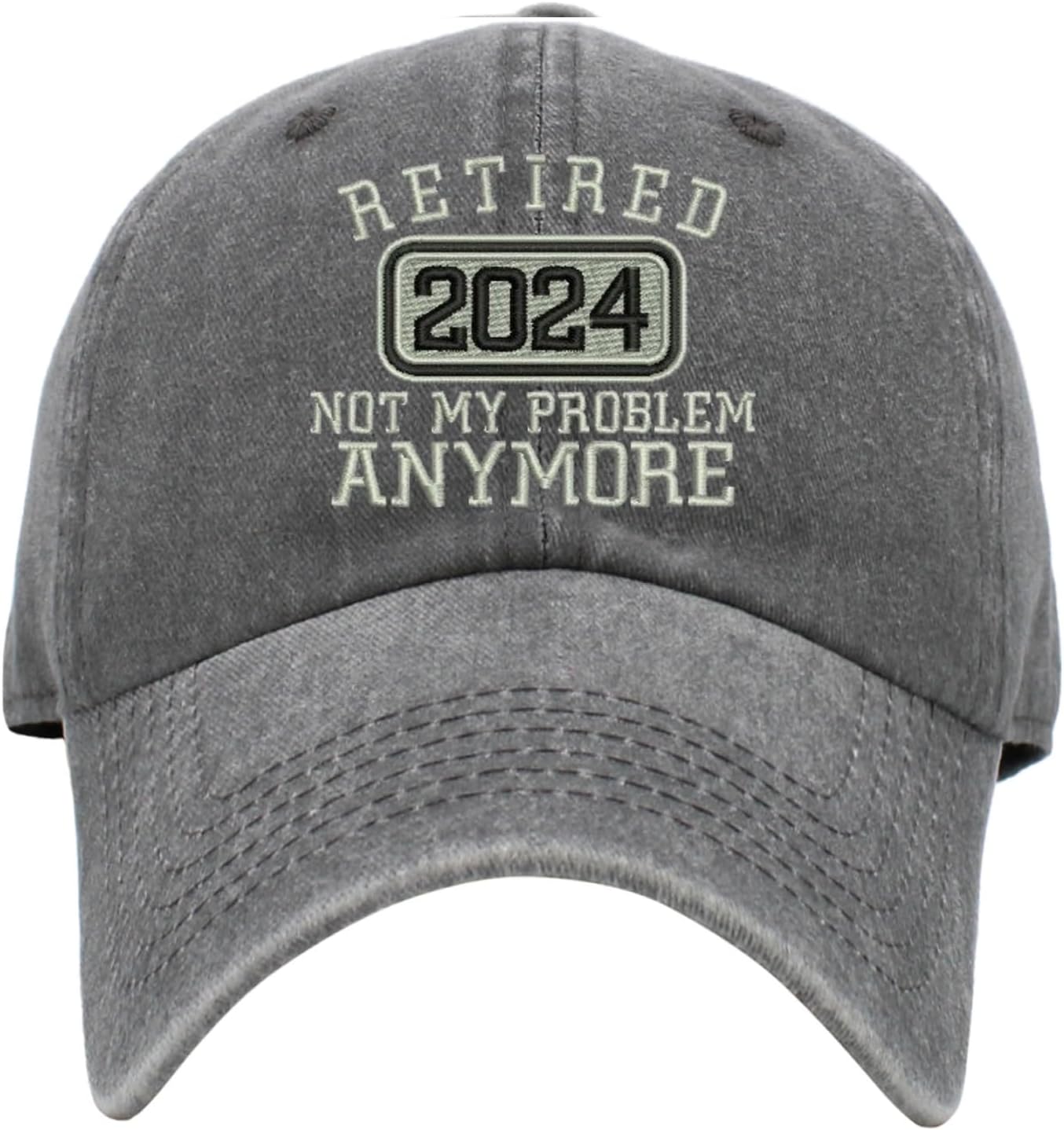 Retired 2024 Not My Problem Anymore Hat Pigment Washed Embroidered Cotton Baseball Cap