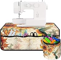 Vista 2 de Tapetes para máquina de coser de girasol y colibrí para mesa con bolsillos, para máquinas de coser de Acción de Gracias, alfombrillas para reducir