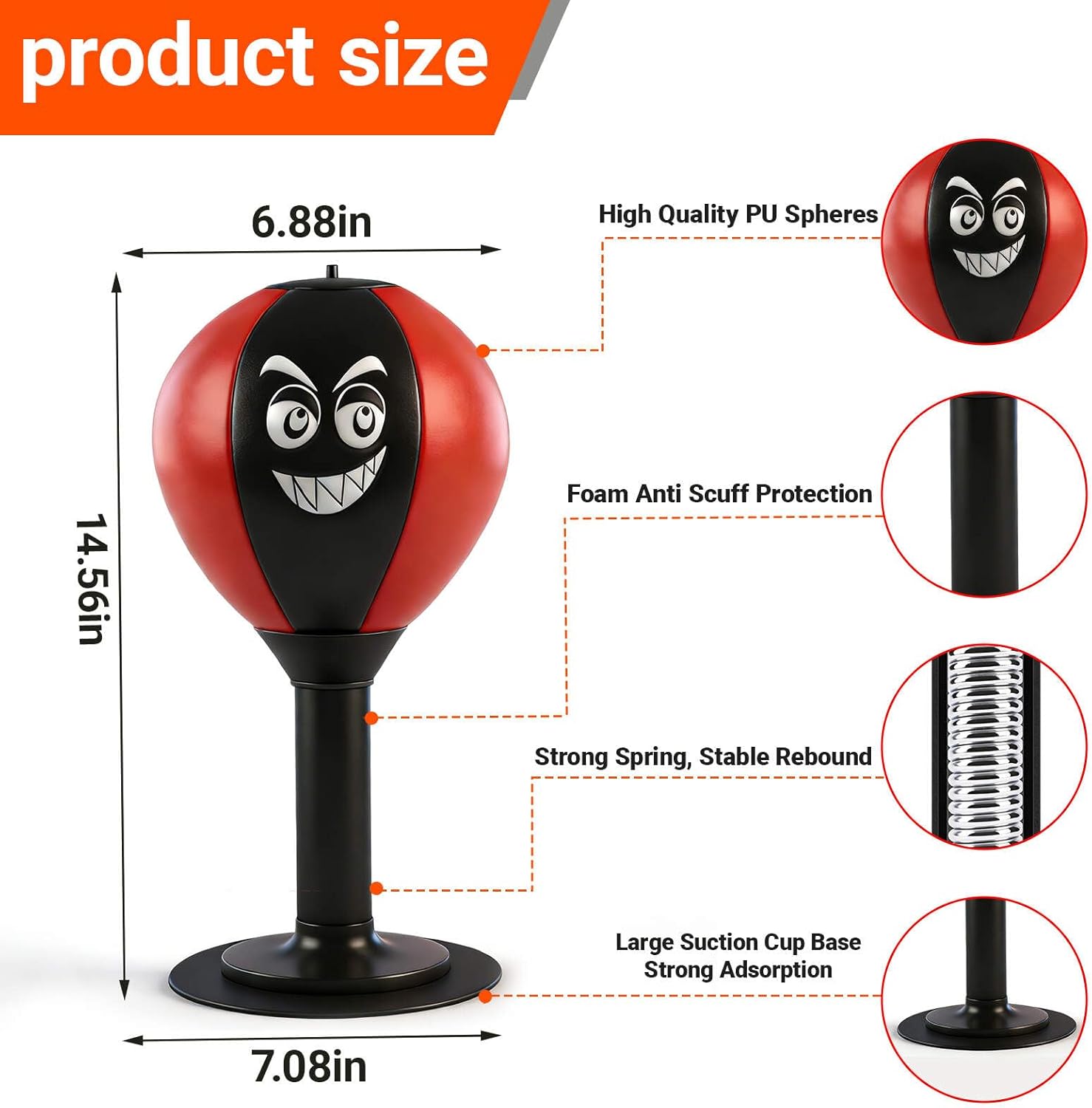 Desktop Punching Bag, Fun Punching Bag with Suction Cup, Ideal for Home or Office Tabletop Boxing, Stress-Relief Boxing Ball for Teens