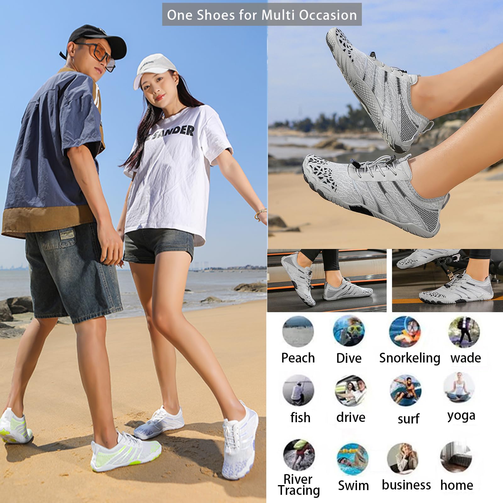 Hike Barfußschuhe Damen Herren Pro Wasserschuhe Breite Zehenbox rutschfest Unisex Athletic Outdoor Laufschuhe