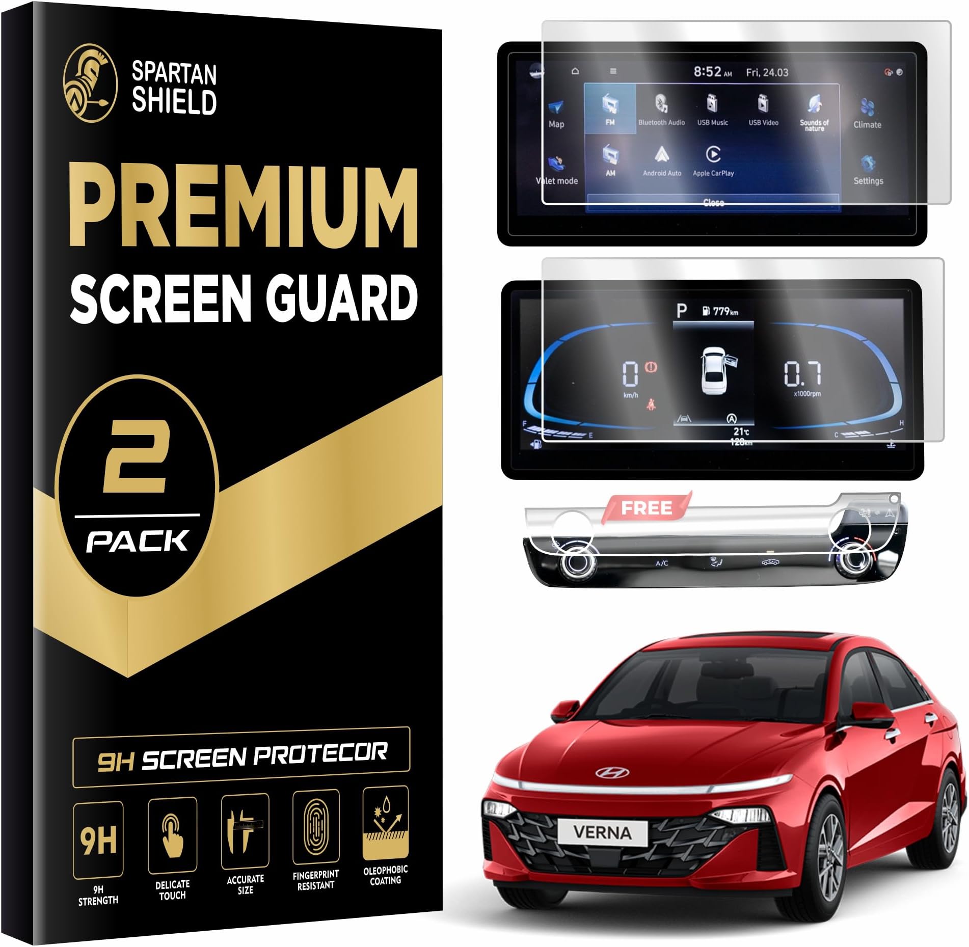 TouchScreen Protector For HYUNDAI VERNA 2023 SX(O) Infotainment System (10.25" Inch) & Digital Instrument Cluster System Guard [Not Tempered Glass] (10.25 Inch Combo)