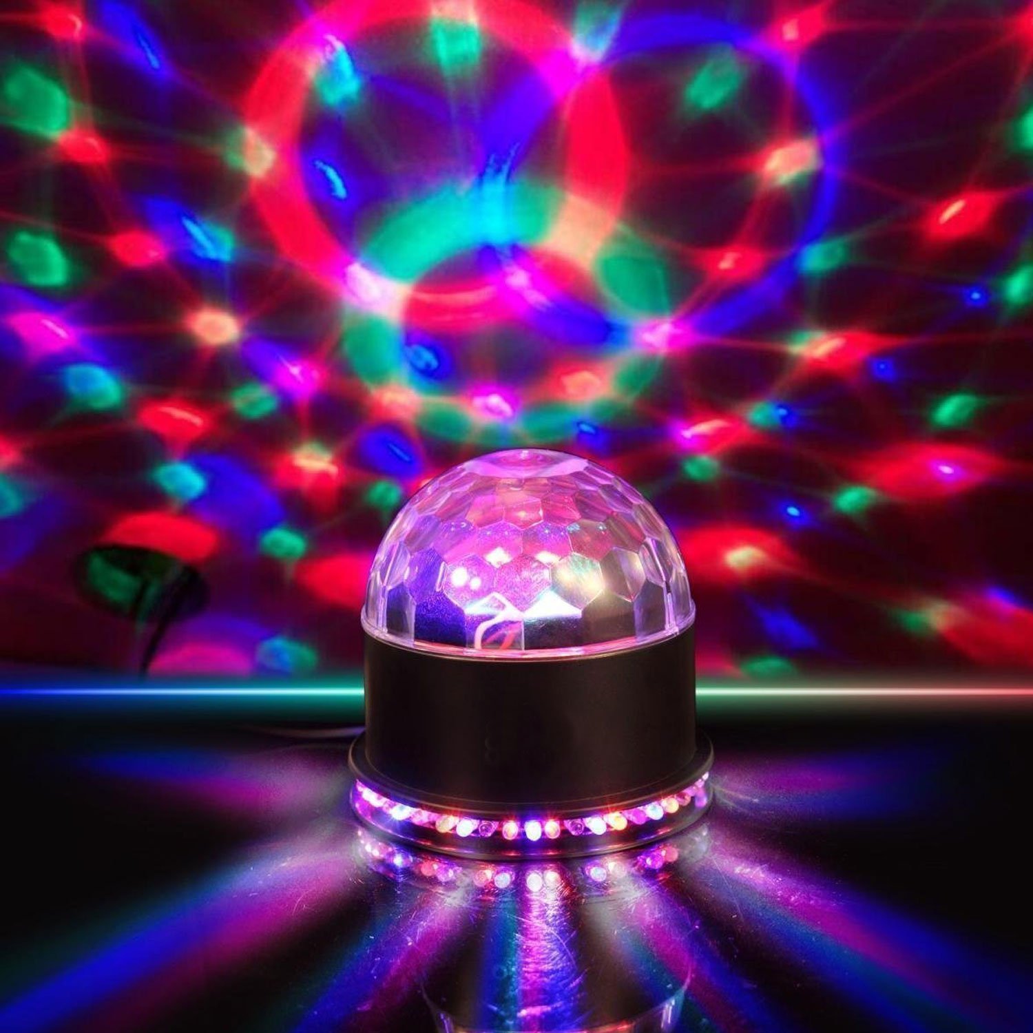 Discokugel, Vitutech Weihnachten Disco Licht 48 Stobe Light LED Party Licht Discolichteffekte 7 RGB Lichteffekt Led Effekt Kristalleffekt Disco kugel Lampe Projektor DJ Licht für Party-Voice Control
