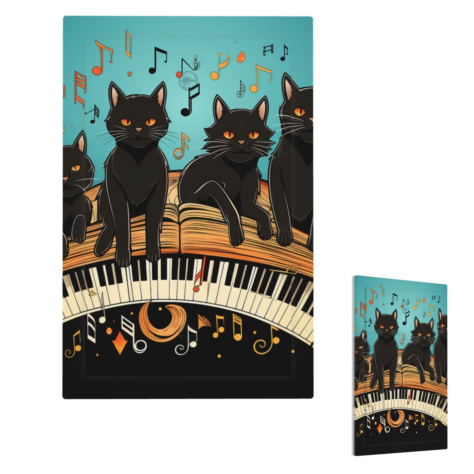 Cats Lying On The Piano Wall Plate Cover Modern Decorative 1 Gang Light Switch Cover Unbreakable Receptacle Outlet Covers For Living Room Bedroom Home Decor Single Blank