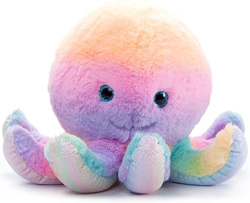 The Petting Zoo Peluche de pulpo, animales del océano Ombrez, juguete de peluche de pulpo de zoólogo arcoíris de 10 pulgadas