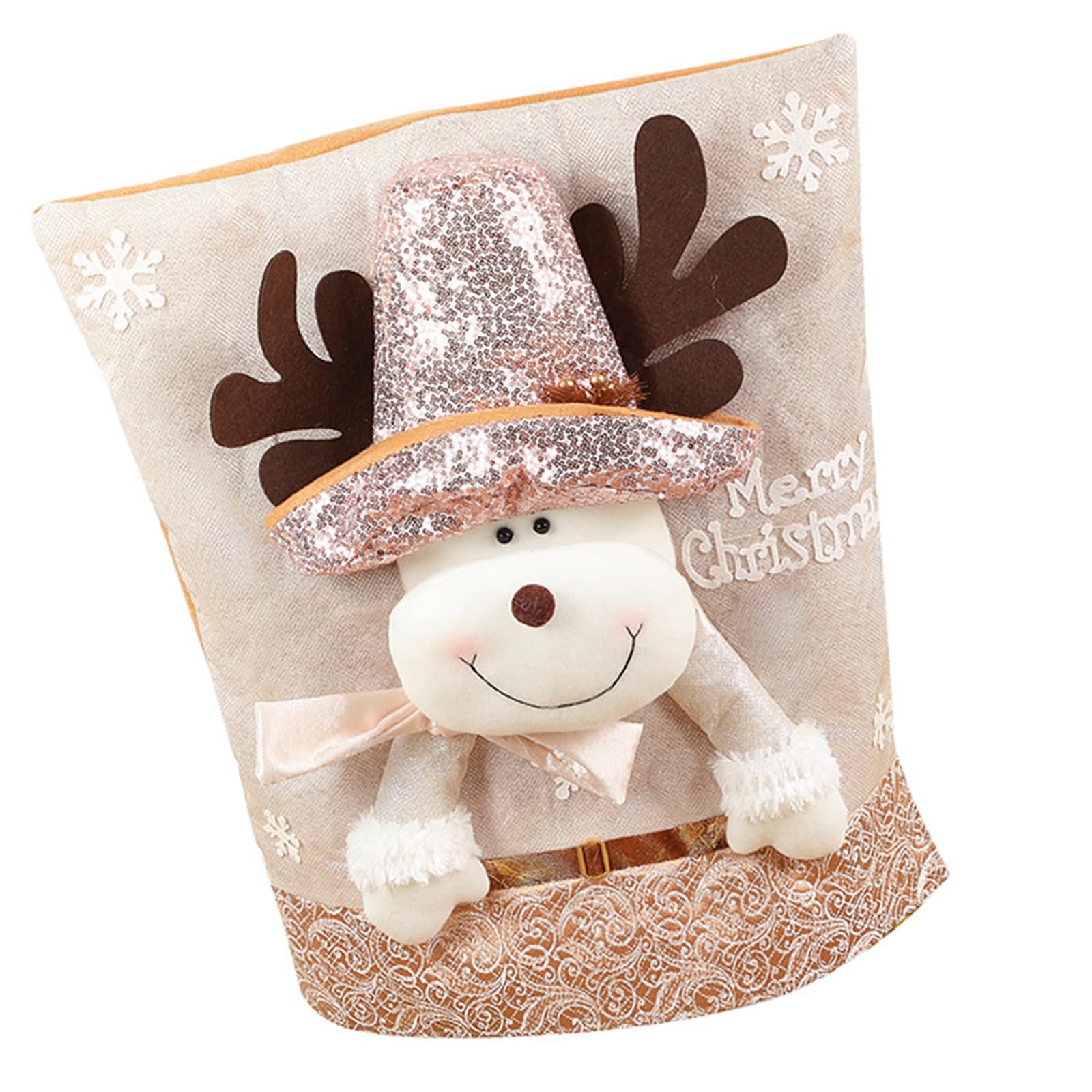 Buxuaaaa Holiday Embroidery Santa Hat Chair Back Covers, Christmas Dining Slipcovers Decoration for Festives Festive Chair Slipcovers
