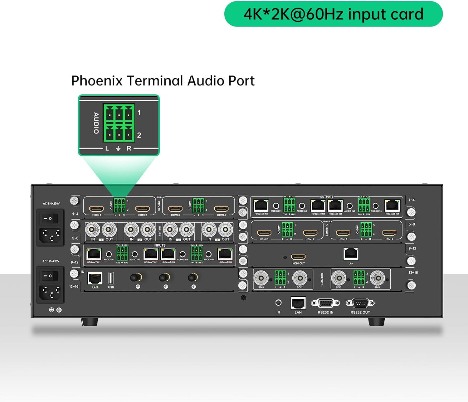4K@60Hz HDMI Input Card 4 Port (1-Card 4-Port) for MT-VIKI Modular Matrix Switcher Video Wall Controller w/Audio Input, 18Gbps, EDID, Seamless Switching