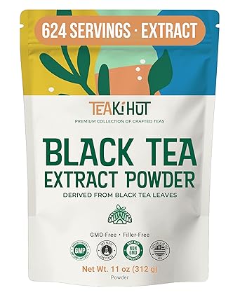 Instant Black Tea Extract Powder Made from Real Tea Leaves Refreshing Unsweetened Instant Tea Extract for Hot or Cold Drinks Easy Mix Black Tea Powder Zero Additives and Non-GMO, 312g, 624 servings.