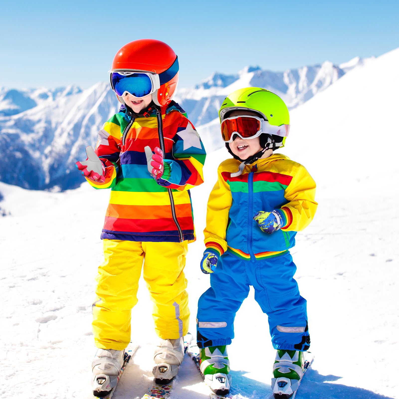 Guanti da Sci per Bambini Geometrica Unisex Bambini Guanti da Ciclismo Guanti Impermeabili Traspiranti Antiscivolo Termici da Esterno per Ragazzi e Ragazze per Arrampicata in Bicicletta