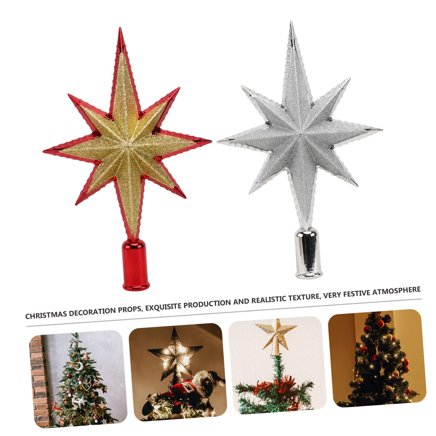 PRETYZOOM 2 Juegos Estrella Octogonal Tridimensional Árbol Navidad Ligero Christmas Tree Star Christmas Tree Decorations Decoración Adorno De Estrella Adorno De Arbol 2 Piezas * 2