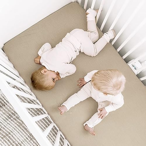 Miniatura 4 de GRSSDER Juego de 2 sábanas de muselina suave para cuna, 100% algodón para niños y niñas, se adaptan a colchones estándar de cuna de 52 x 28