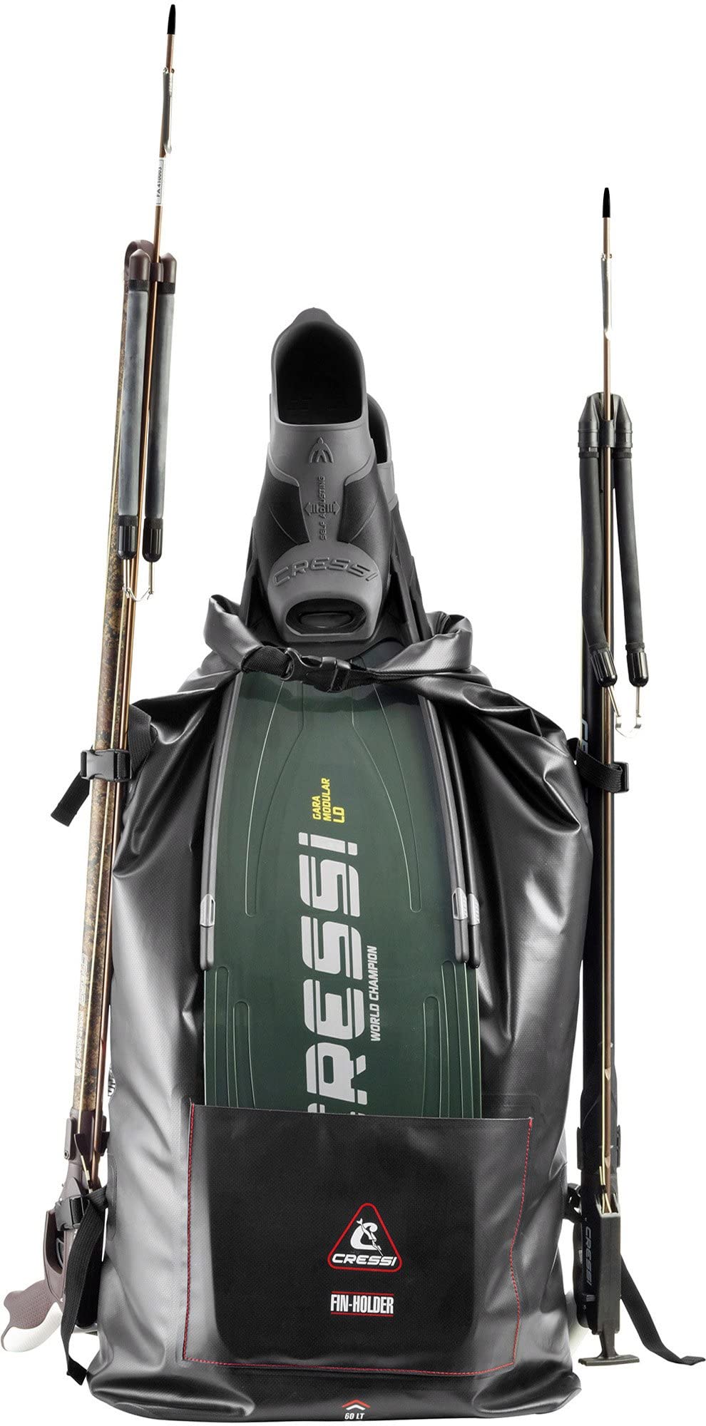 CRESSI od 1946 - Dry Gara Plecak Wodoodporny 60L z PVC Tarpaulin Dry Bag do Sprzętu Nurkowego z Uchwytem na Harpuny do Apnea Kajaka Wędkarstwa i Sportów Wodnych