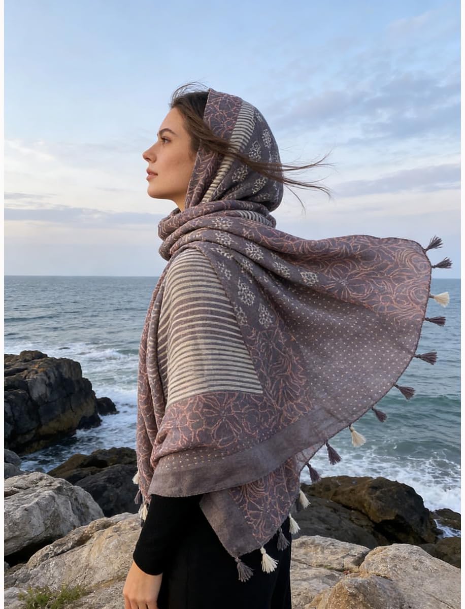 Soft Scarf for Women Girls Boho Large Lightweight Scarves Shawls Wraps for Four Seasons 70 x 35 inches - Image 6