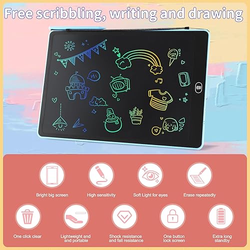 Miniatura 7 de Tableta de escritura LCD de 16 pulgadas para niños y adultos, almohadilla de dibujo colorida, tablero de garabatos, suministros escolares, juguetes