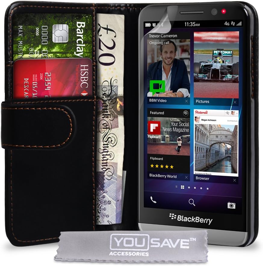 Yousave Accessories BlackBerry Z30 Case Black PU Leather Wallet Cover
