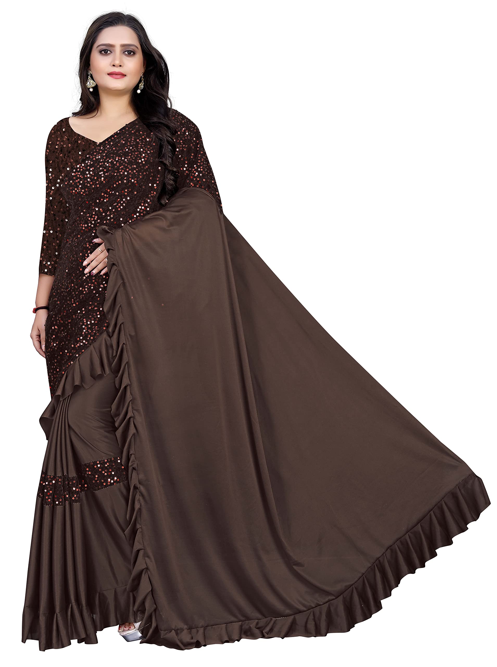 Sari de media mitad de cristal con blusa para mujer 7