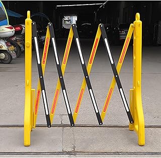 Barricada plegable portátil para seguridad vial, color amarillo, flexible, telescópica, barra de control de multitudes móvil